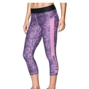 Women's Under Armour HeatGear Compression Purple Pink Crop Capri XL